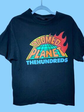 The Hundreds Doomed Planet Graphic T-Shirt Black Short Sleeve Crewneck 100% Cott